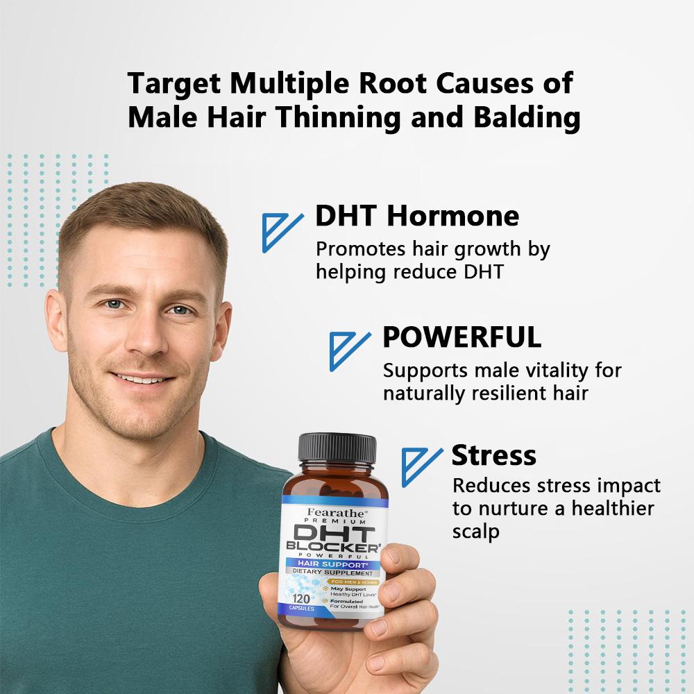 DHT Blocker Capsules Hair Support Supplement with Saw Palmetto & Biotin, 120 Vegan Capsules for Men & Women