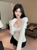 Autumn/Winter Sexy 3D Embroidered Lace U-Neck Slimming Base Layer T-Shirt