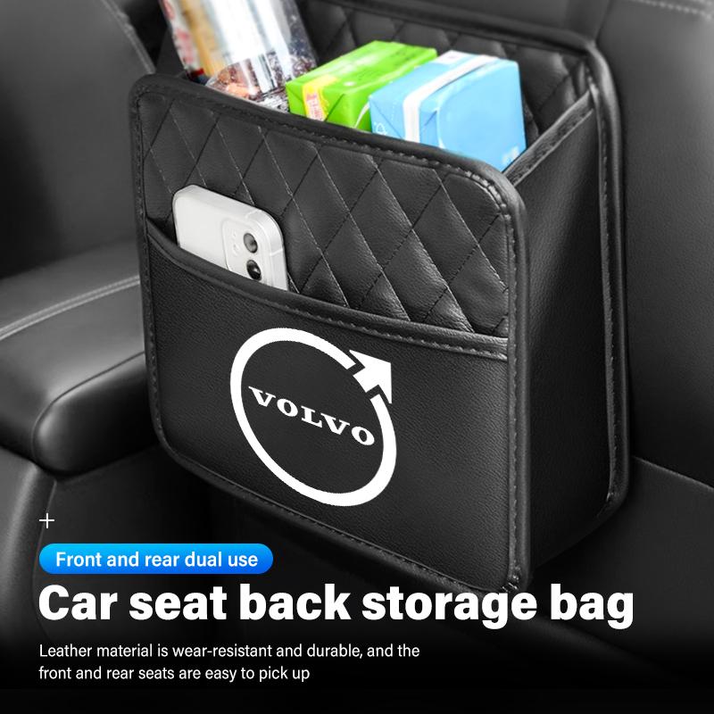 For Volvo Leather Car Seat Storage Bag Chair Back Water Cup Tissue Box AWD XC60 S40 XC40 XC90 C30 C70 S60 S80 S90 T6 V40 V50