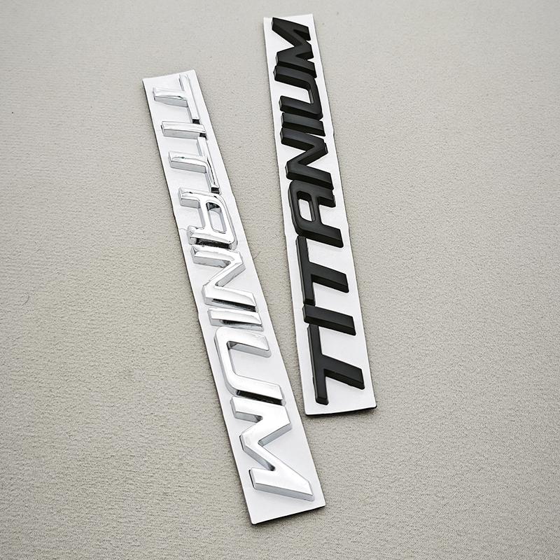 1pc 3D Metal Chrome Black Car Sticker TITANIUM Logo Rear Trunk Badge For Ford S7Ecosport Fiesta Focus Mondeo Edge Escape Kuga