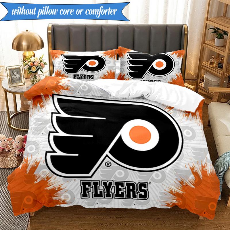 3PCS Philadelphia Flyers Printed Bedding Set For Bedroom dormitory, Includes 1 Duvet Cover & 2 Pillowcases for All Seasons Home Decor Fan gifts