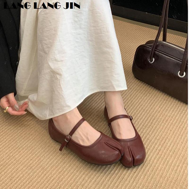 Modne Buty Tabi Ninja Damskie Płaskie Baleriny z Dzielonym Palcem Baleriny Damskie Mokasyny na Okrągłym Obcasie Tacones Damskie Mokasyny Marka Mujer