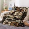 1PC Patchwork style Print FlAannel Blanket, High quality Comfortable for All Seasons, Home Decor, Warmth and Comfort