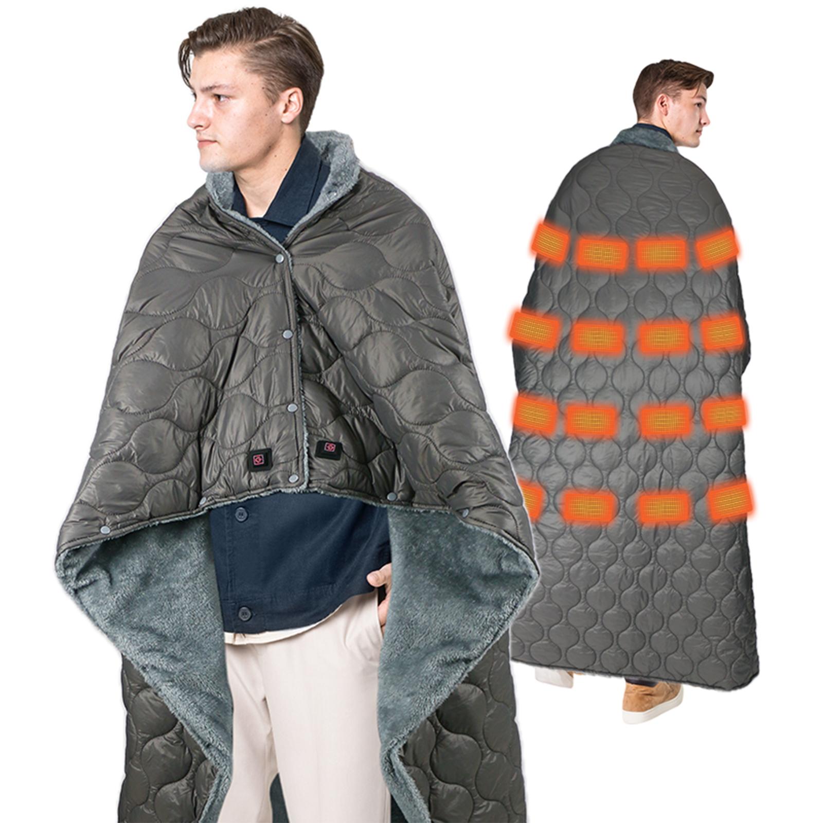 

5V USB Носимое одеяло с подогревом Мягкое теплое одеяло с подогревом для кемпинга Спальный мешок с подогревом с 3 температурными режимами Автоматическое отключение через 10 часов хаки