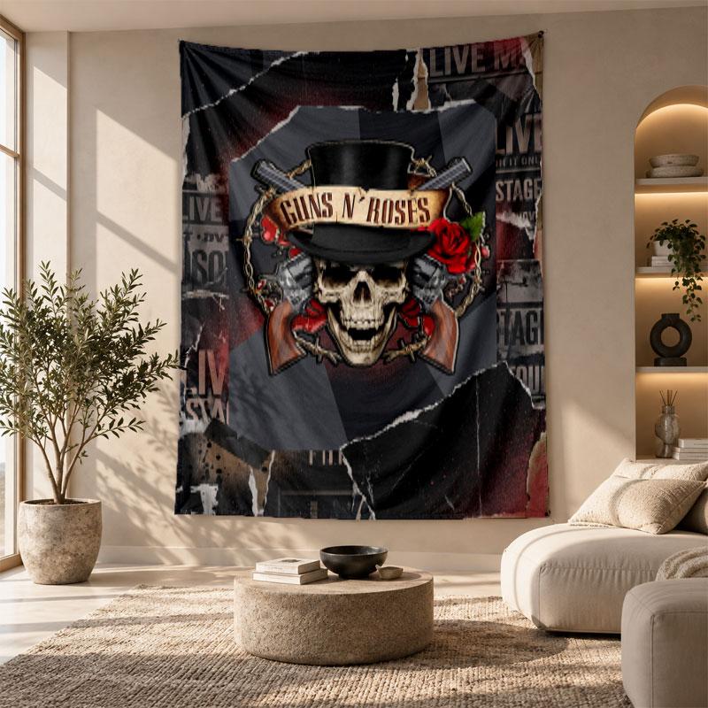 Decorative Tapestry,Guns N’ Roses Printed Wall Art, Lightweight Wall Hanging For Bedroom Background