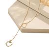 Retro Hollow Heart Pendant Necklace - Simple Y-Shaped Clavicle Chain