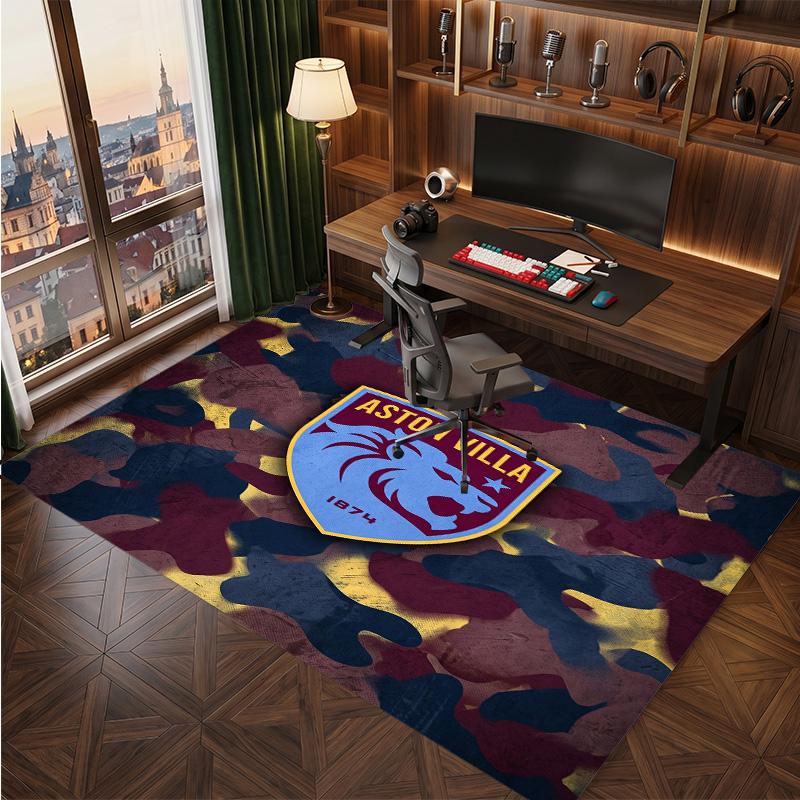 Tappeto in Velluto di Cristallo con Stampa Calcio Aston Villa, Comodo Assorbente d'Acqua Antiscivolo Tappeto per Pavimenti Interni