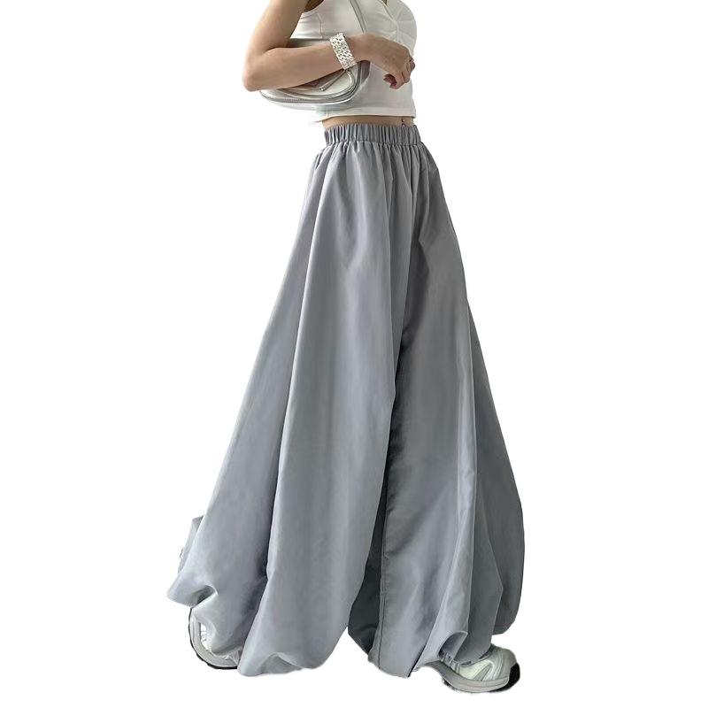 Autumn/Winter High-Waisted Wide-Leg Floral Skirt-Pants with Lantern Cuffs