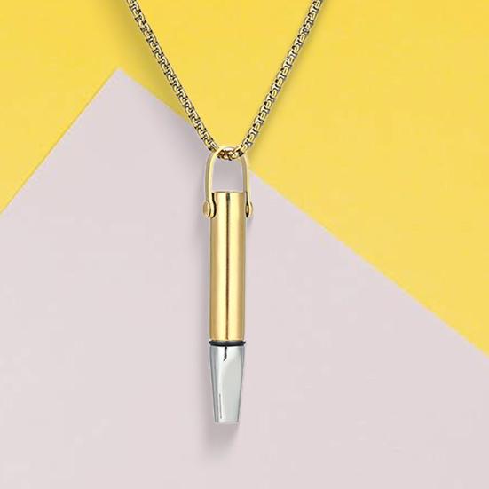 Mindfulness Breathing Necklace Stainless Steel Anxiety Breathe Necklace for Women Men Meditation Tuning Whistle Necklace for Stress Relief