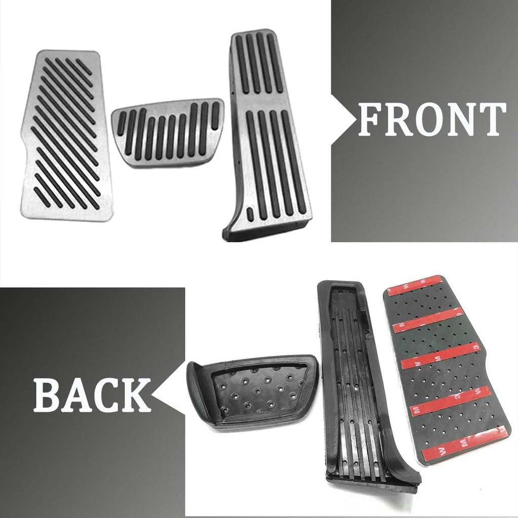 3Pcs Aluminum Alloy Pedal Cover for Toyota Camry 2018     No Drilling Aluminum Brake and Accelerator Pedal Covers,Silver