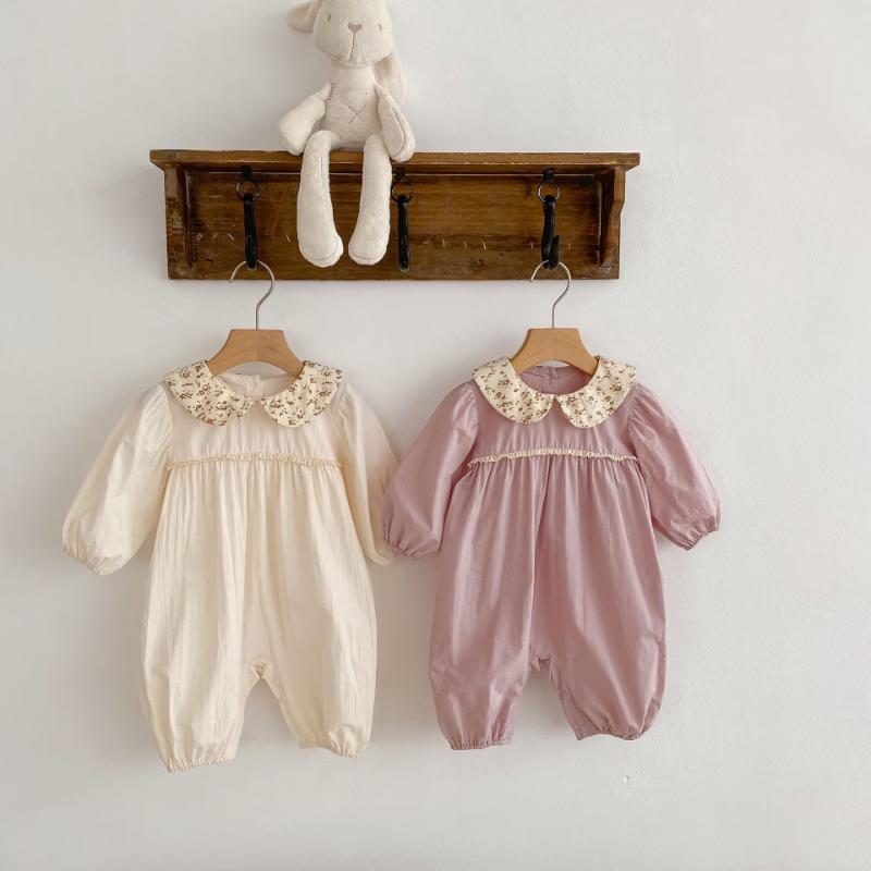 KAYOUDOU Sweet Baby Girl Floral Collar Romper