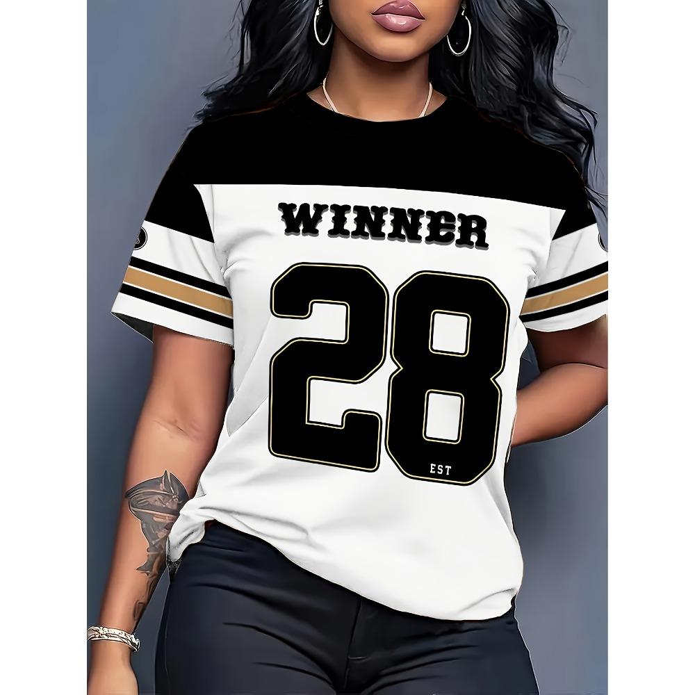 Printed T-shirt - Casual Short-sleeved Summer Top, Loose Round Neck Style, Casual Wear
