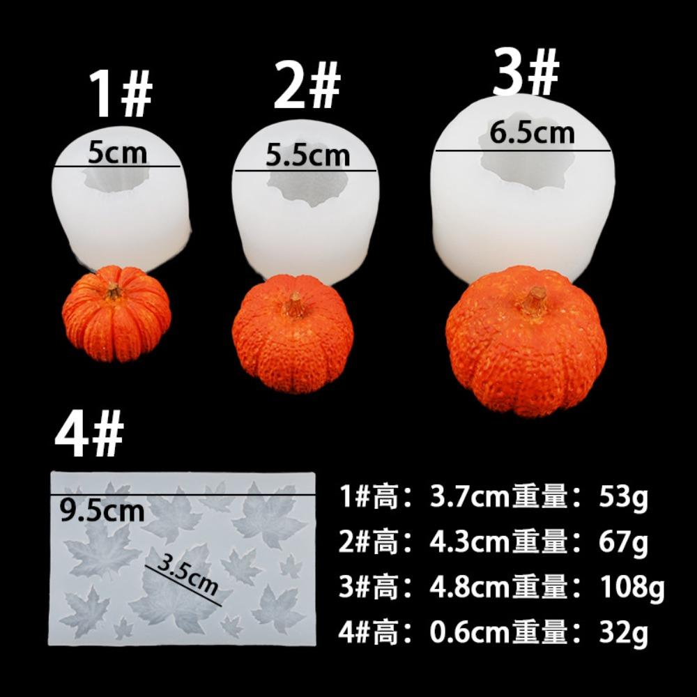 4PCS 3 Size Silicone Molds White 3d Leaf Shape Resin Molds Pumpkin Candle Molds  for Making Candle