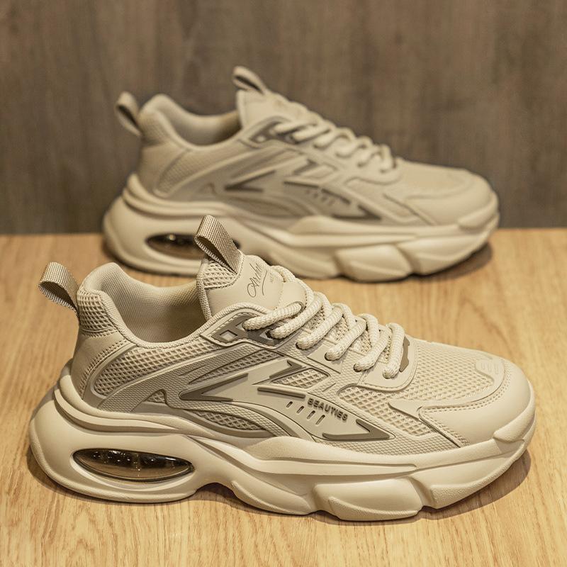 Men's Shoes Summer New Mesh Breathable Casual Running Sports Shoes Youth Air Cushion Heightening Dad Shoes