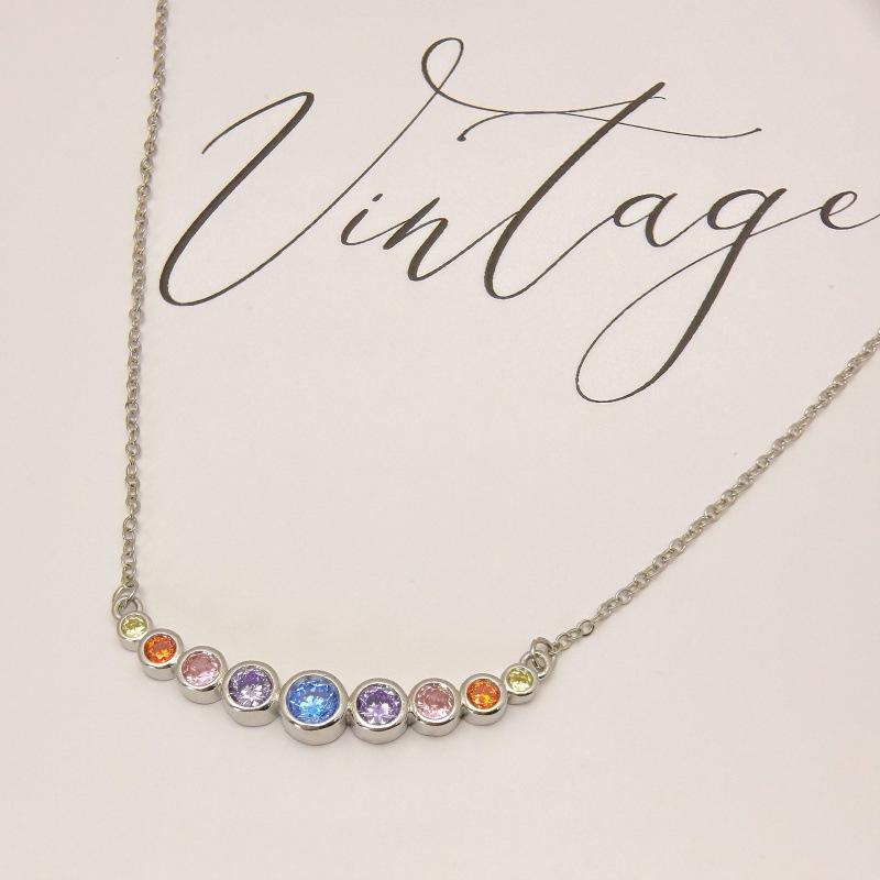 Elegant Rainbow Zircon Collarbone Necklace for Women - Light Luxury Fashion Statement