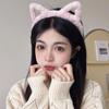 Plush Cat Ear Headband & Cute Heart Hair Clip Set for Skincare Routine