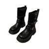 British style two wear folded Martin boots women's 2025 new autumn retro medium boots platform locomotive short boots