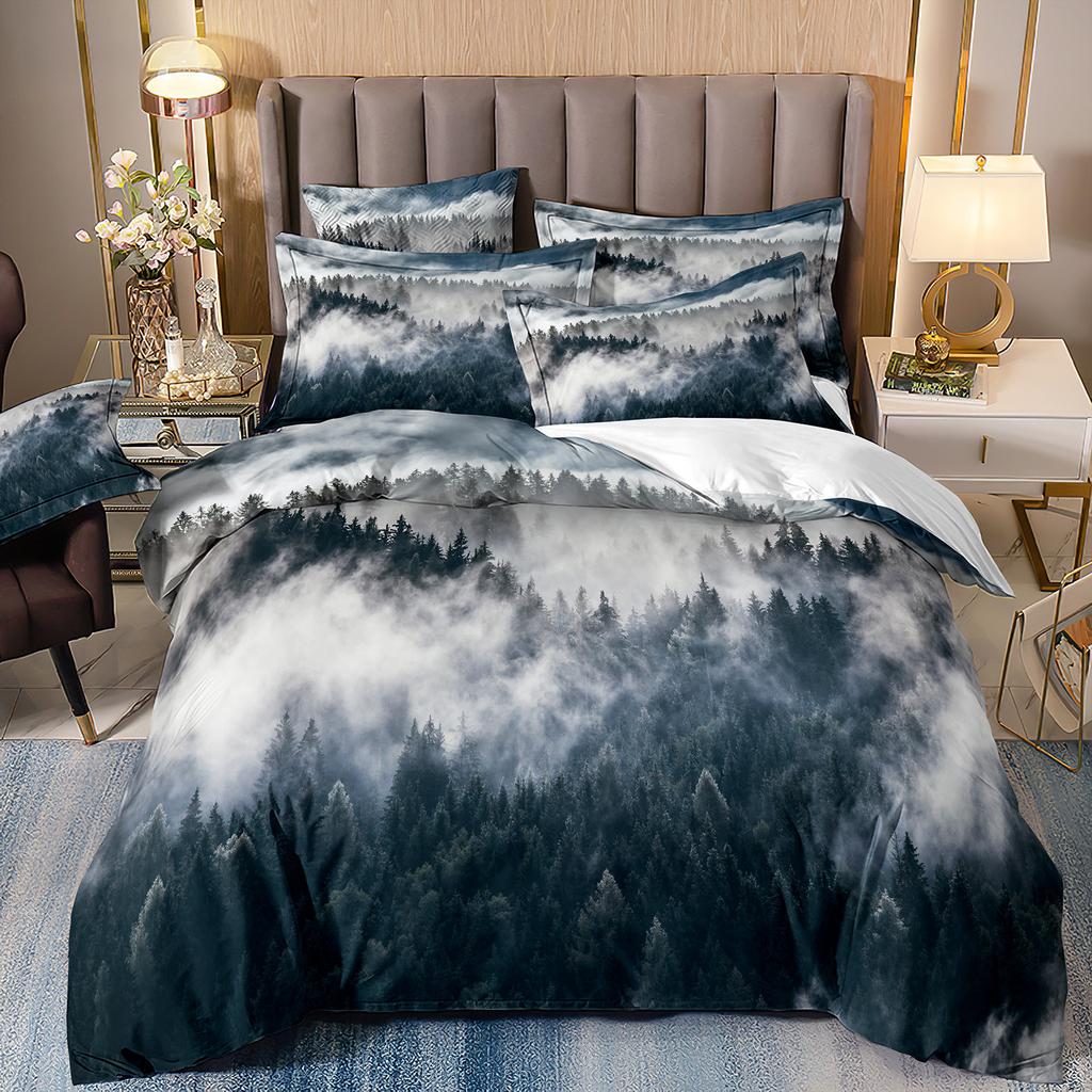 Three-Piece Beautiful Landscape 3D Bedding Stream Waterfall Printing Quilt Cover Home Textile Batch