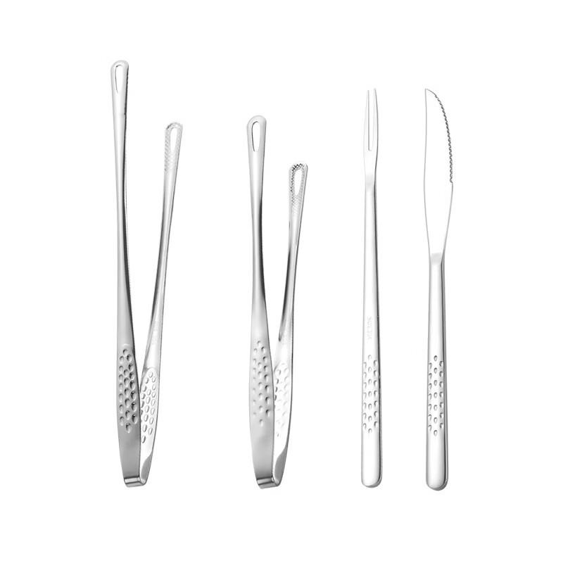 Ru Han Large 304 Stainless Steel BBQ Tongs Set