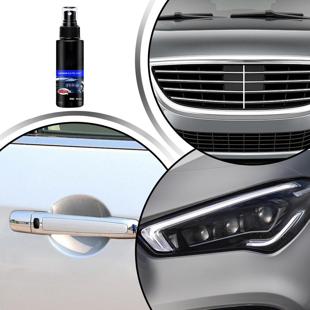 Car Chrome Cleaner Chrome Polish Spray Nano Scratch Remover Long-Lasting Cleaner for Truck Boat SUV RV Stainless Steel Aluminum