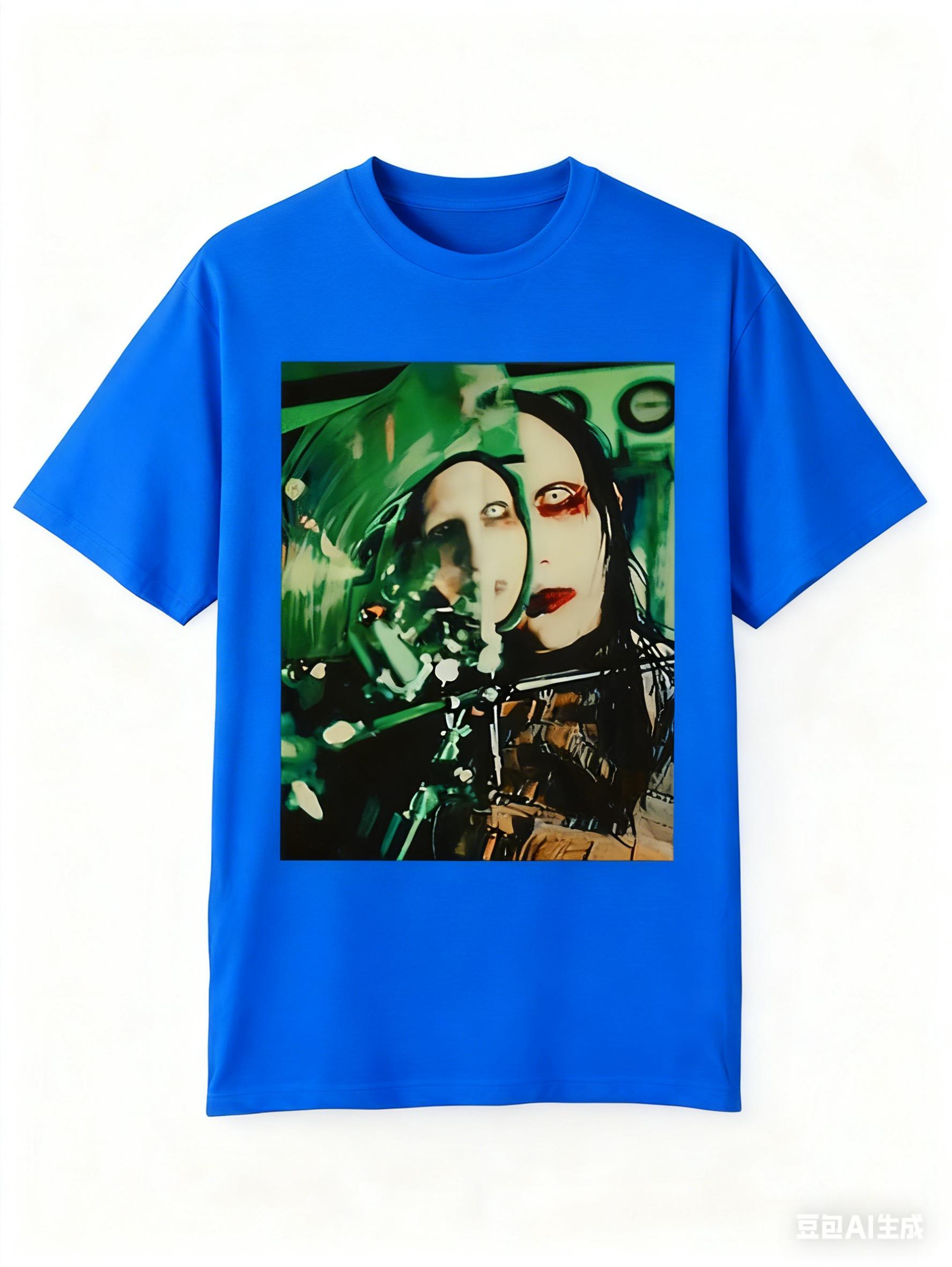 Men s Cotton Crew Neck T-Shirt Regular Version Micro-elastic Abstract Portrait Print Short Sleeve Casual Summer Top, Daily Wear M