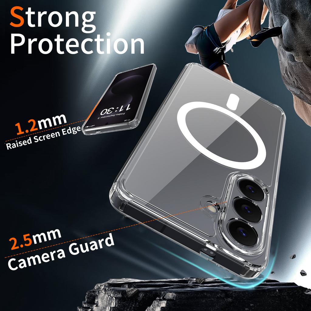 Samsung S26 Magnetic Transparent All-inclusive S25edge Mobile Phone Case S23 Anti-drop s24Ultra Two-in-one Protective Case
