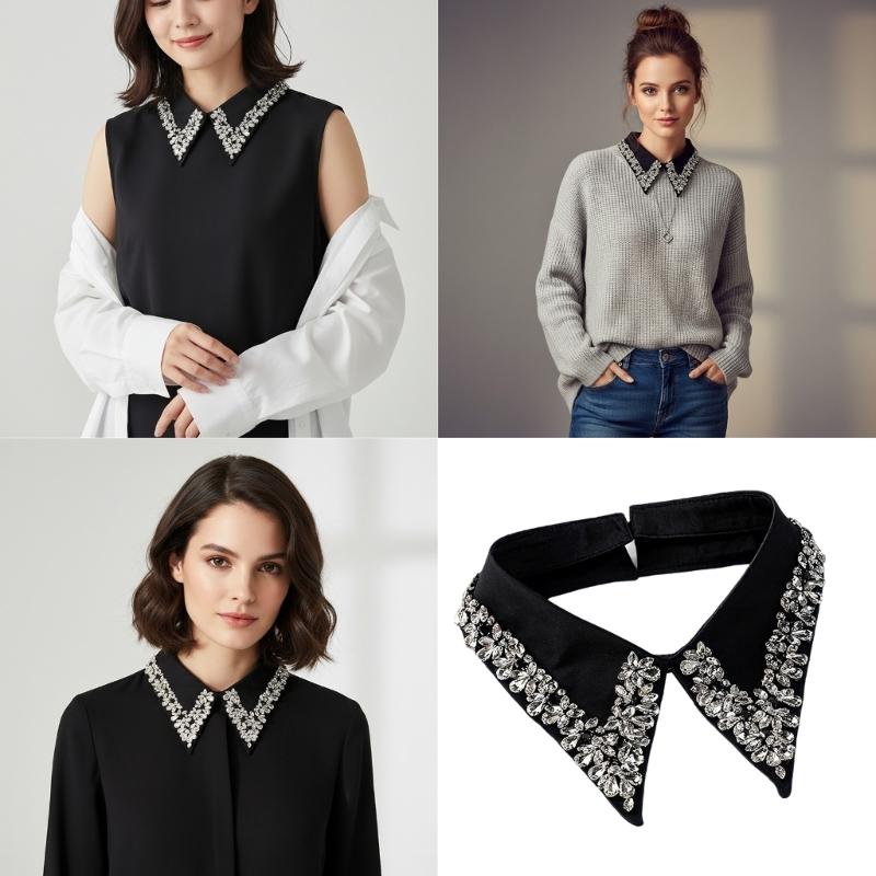 Strass-verzierter bequemer Polyester-Faux-Kragen für Geschäftsveranstaltungen und Abendanlässe