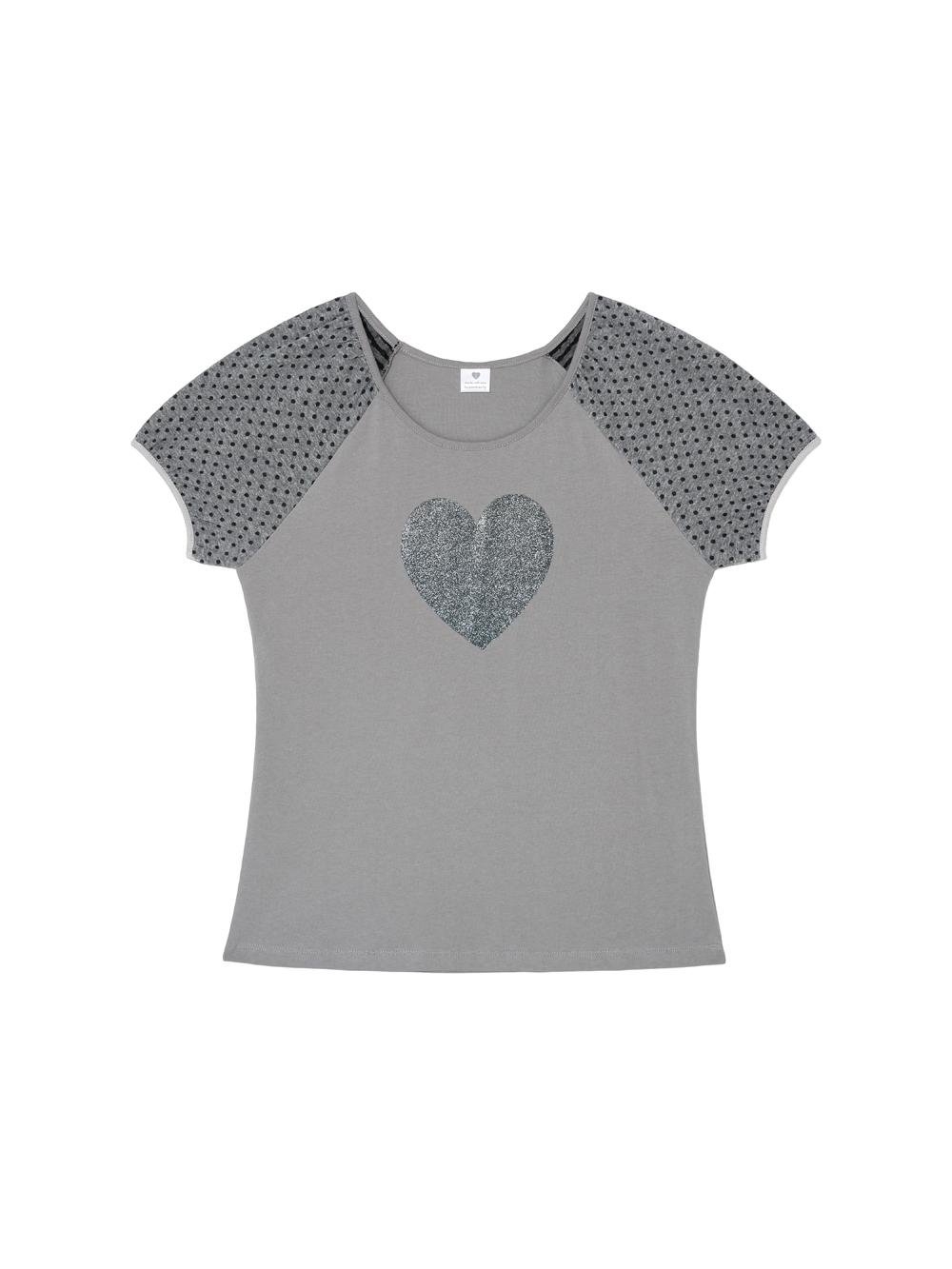 Aisseommeoli Heart Glitter T-Shirt - Gray Gray