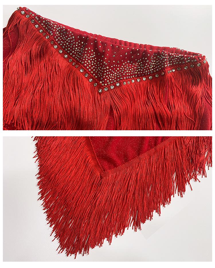 Summer Fringe V-Neck Belly Dance Set - Women's High-End Latin Performance Costume