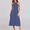 Women's Casual  Round Neck Midi Dress Basic Classic Outdoor Everyday Sleeveless Loose Boho Tie Dress  Summer Beach Sundress