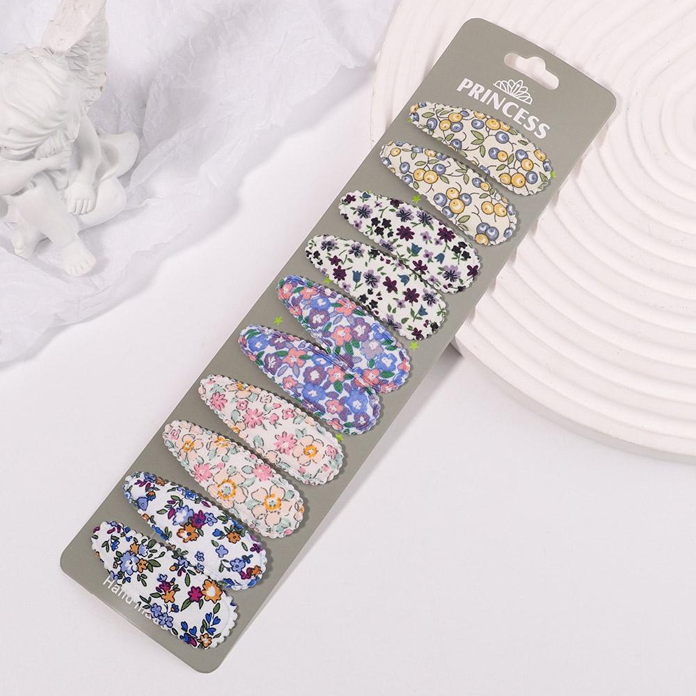 10Pcs/set Women Sweet Embroidery Print Waterdrop Shape Hair Clips For Cute Girls Hairpin Barrette Headwear Kids Hair Accessories