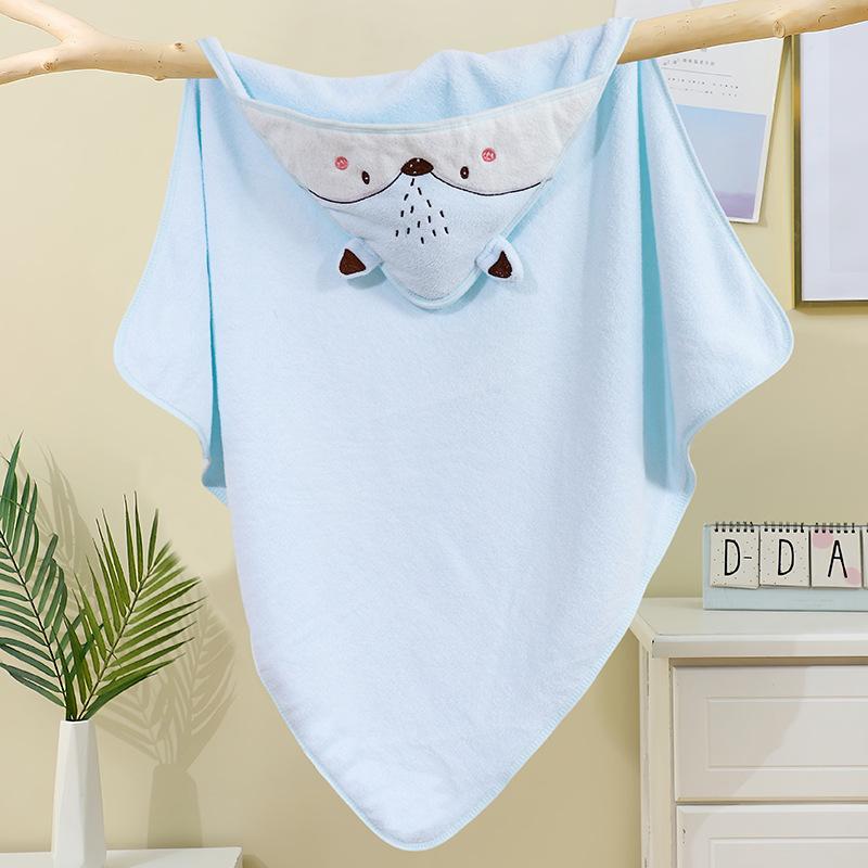 New Spring and Autumn Baby Newborn Swaddling Baby Wrapping Towel Cute Cartoon Cuddle Coral Velvet Hooded Bath Towel