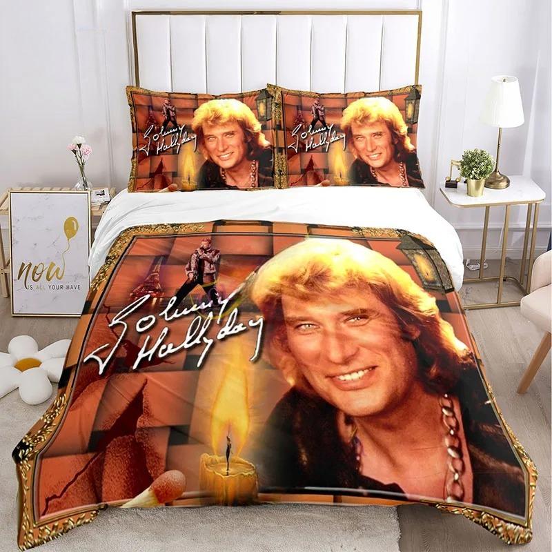 Rock star Johnny Hallyday Bedding Sets Comforter Quilt Bed Cover Duvet Cover Pillow Case 2/3 Pieces Sets Kids Adult Size Home