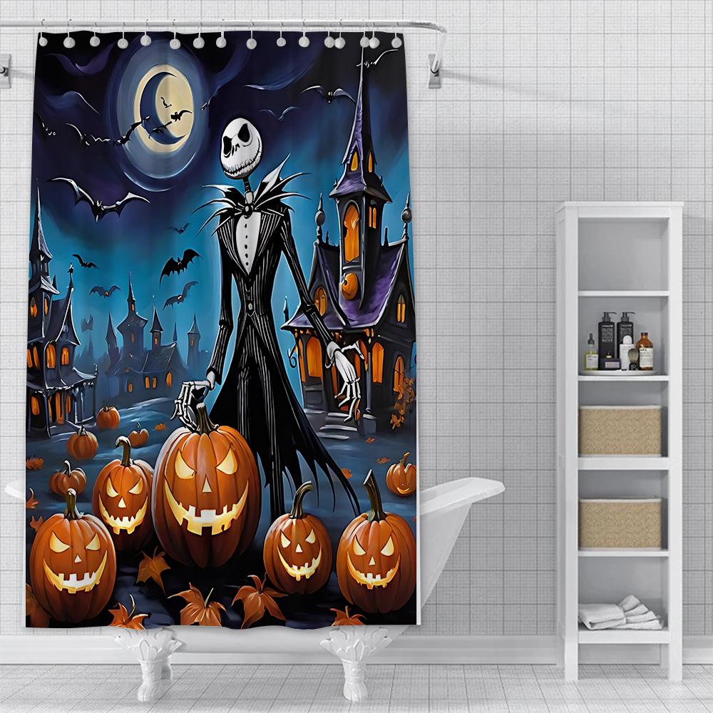 Dusche Jack Skellington Vorhang Wasserdicht Polyester Stoff Farbe Bunt Badezimmervorhänge Haus Badezimmer Dekor Vorhang Mit Haken