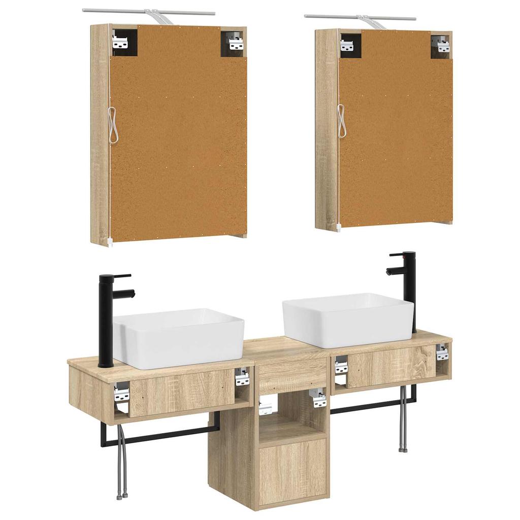 Bathroom Cabinet Set 5 Pcs Sonoma Oak 50 X 14.5 X 70 Cm