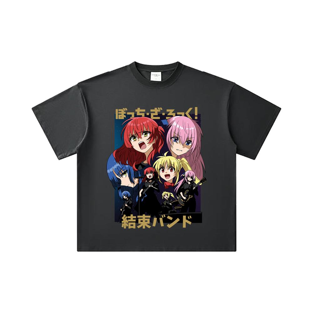 260 GSM Double Yarn 32 Count 100% Cotton Bocchi The Rock V1 Print Unisex Heavy Cotton T Shirt