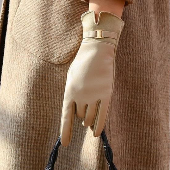 Yousheng Women Winter Touchscreen Gloves Suede And Faux Leather Gloves Plush Lined Warm Gloves for Driving Commuting Gathering