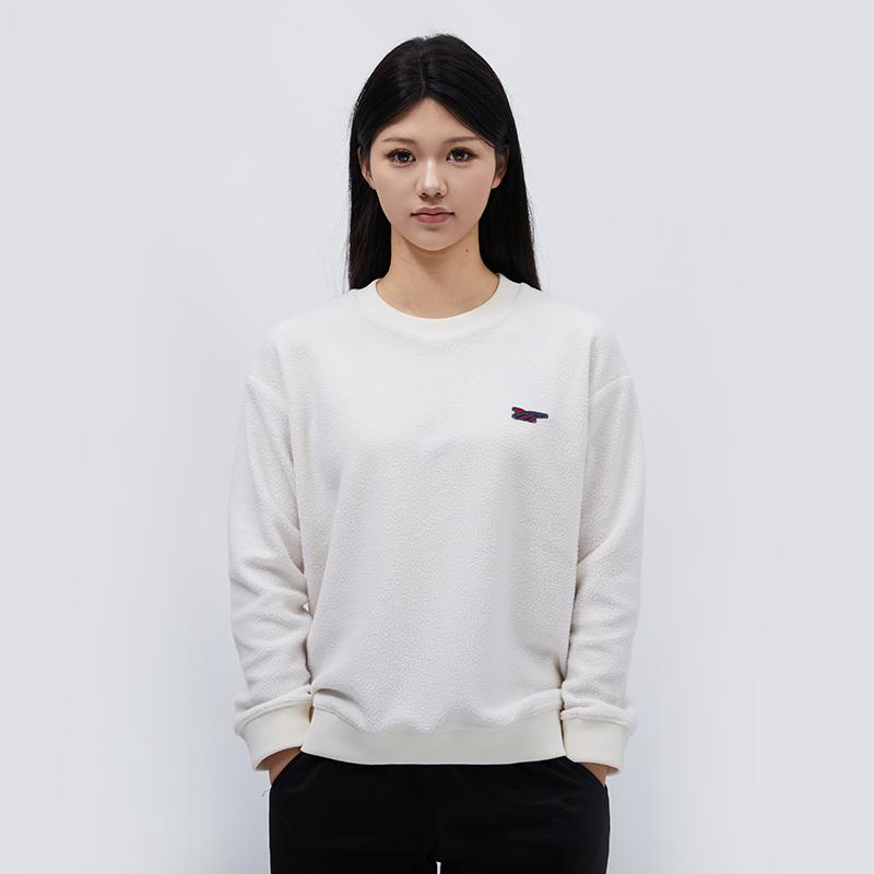 ONITSUKA TIGER Classic Fashion Loose Long Sleeve Pullover Sweatshirt Women Tops White 2182A864-100