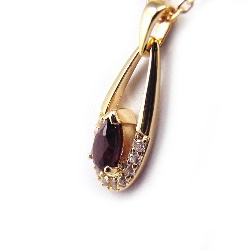 Altesse [F7136] - Gold Plated 'Scarlett' Ruby Necklace - 24x10 Mm