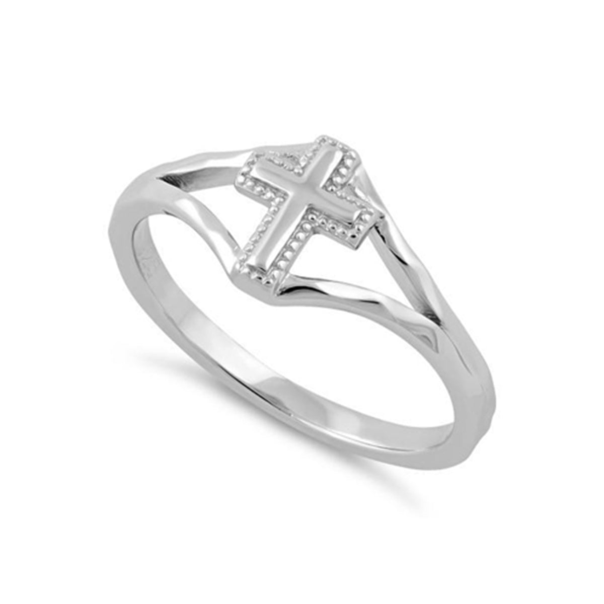 

925 Sterling Silver Split Shank Cross Women Ring 12 білий