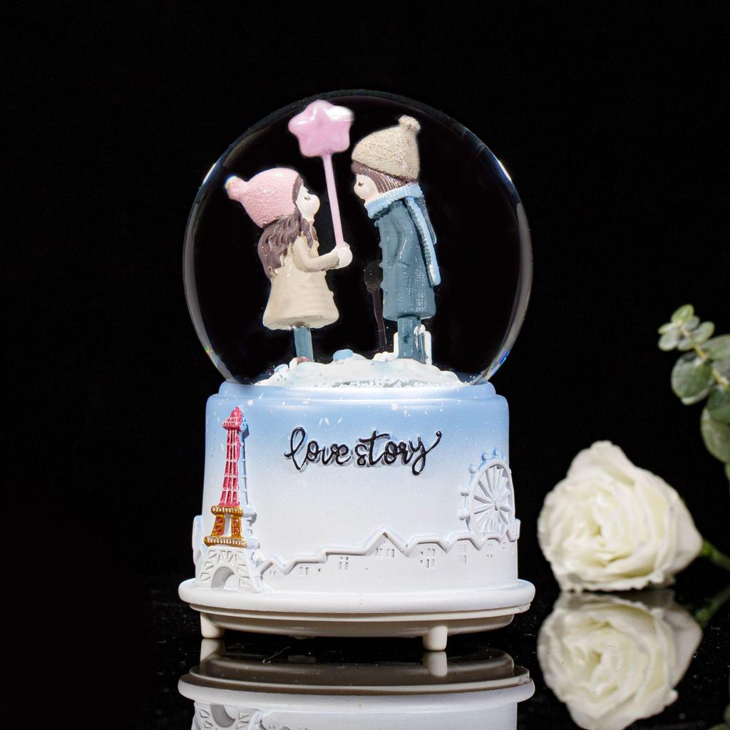 520 Valentine's Day Crystal Ball Music Box: Travel-Themed Gift for Couples and Girls, Perfect for Birthdays and Decor