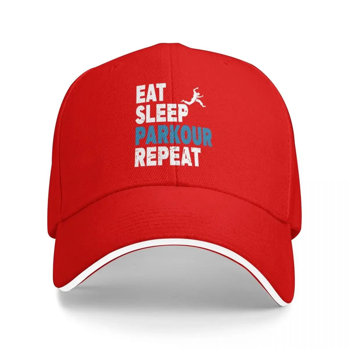 Funny Eat Sleep Parkour Repeat Baseball Caps Activities Snapback Hat Unisex Women Hats One Size