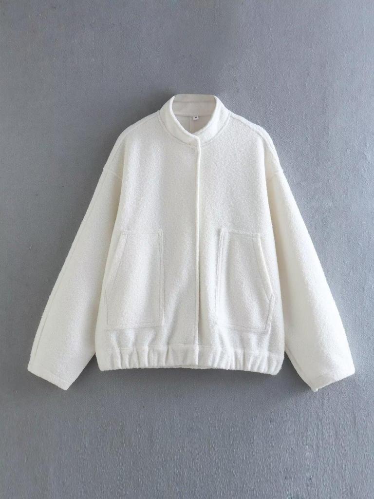 Spring New Casual Tooling Jacket Y2K Stand Collar Loose Aviator Jacket for Women
