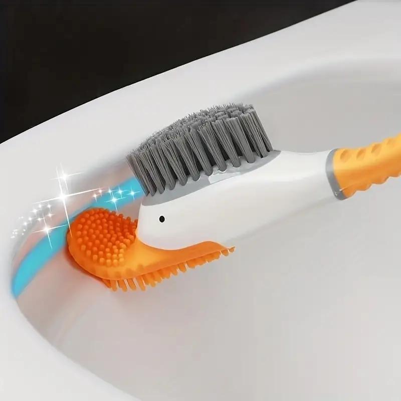 Silikonový kartáč na WC ve tvaru kachničky s držákem a ergonomickou rukojetí