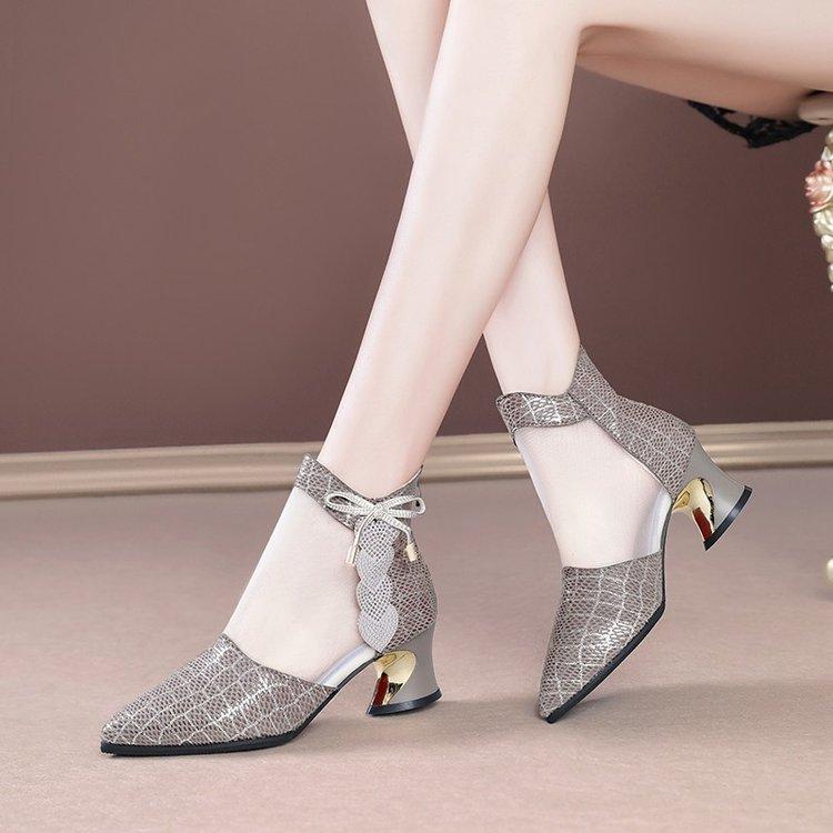 European and American Cool Boots Women's Mesh High Heels Women's Thick Heel Boots Fashion Hollow Mesh Boots Sandals