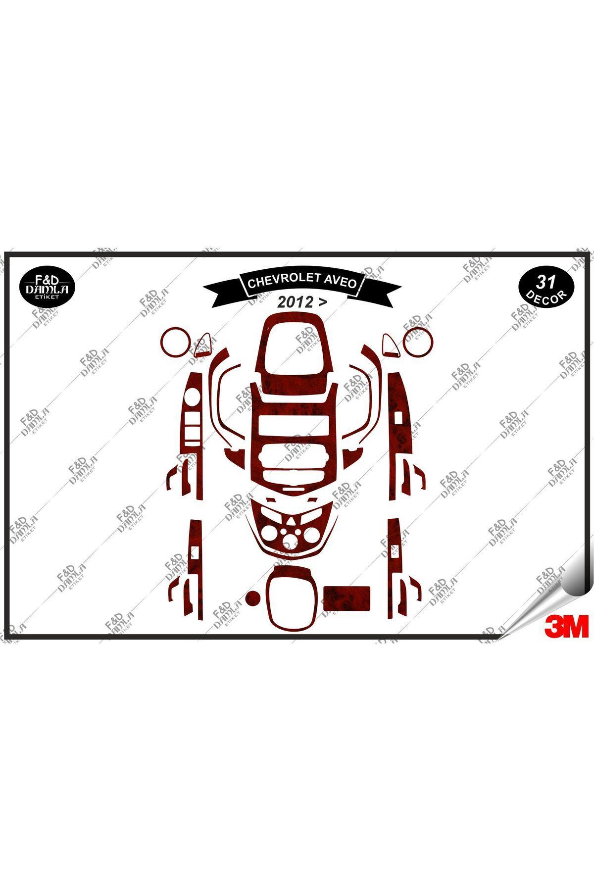 

Chavrolet Aveo 2012 Torpido Konsol Trim Göğüs Maun Kaplama Set 31 Parça Maun