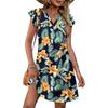 Women's Fashionable V Neck Sleeveless Vest With Printed Pocket Loose Dress