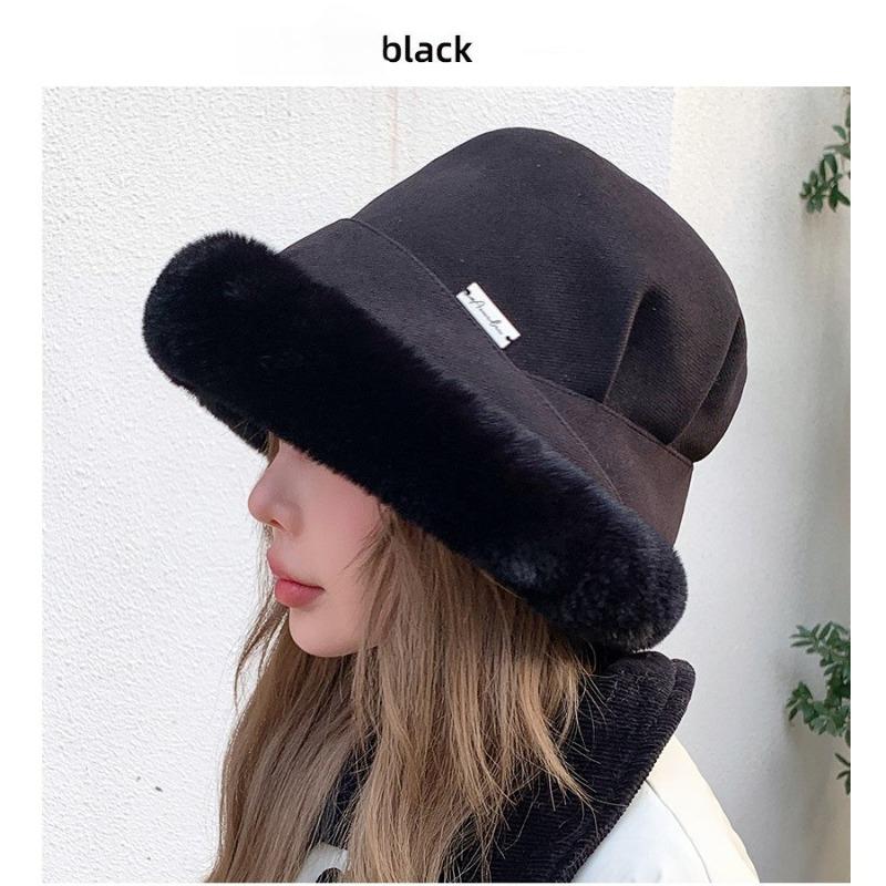 1pc Womens Winter Fleece Bucket Hat,Warm Faux Mink Plush Hat Fluffy Fisherman Fuzzy pullover Hat skull Hat For Outdoor dailywear