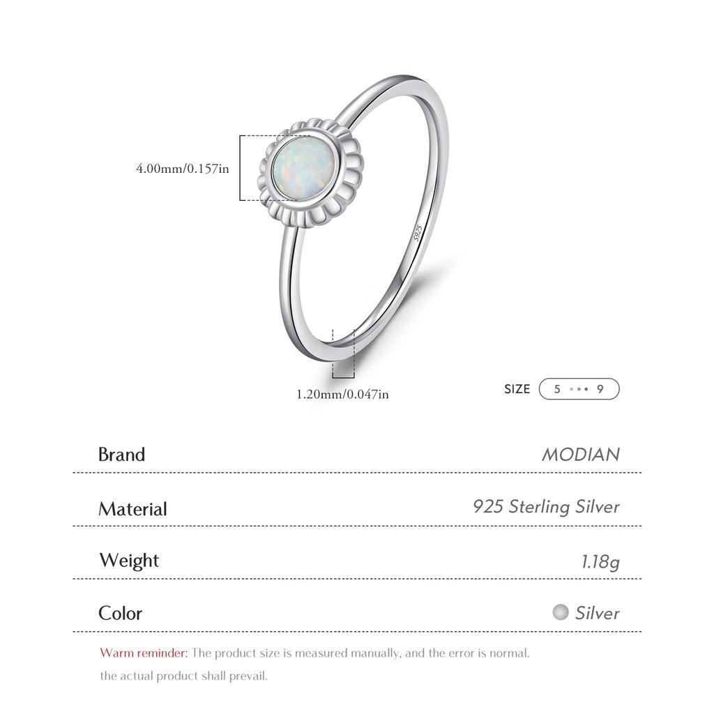 MODIAN 925 Silver Vintage Sunflower Delicate Opal Trendy Ring For Women White Gold Plated Stackable Fine Jewelry Gift