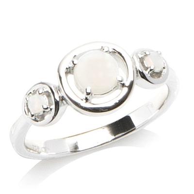 Silver Ring 'Goddess Opal' White Silver (rhodium) - 17x8 Mm